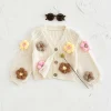 Baby Cardigan Sweater Autumn Winter Baby Tops Fashion Knit Coats Long Sleeve Flower Handmade Newborn Clothing Toddler Infant Gir