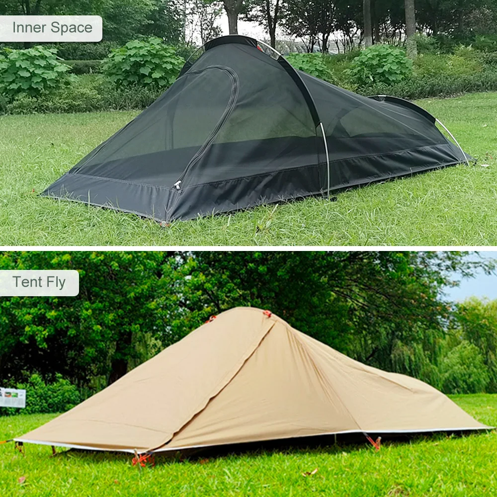 Outdoor Camping Tent Single Person Camping Tent Water Resistant Tent Aviation Aluminum Support Portable Sleeping Bag Tent