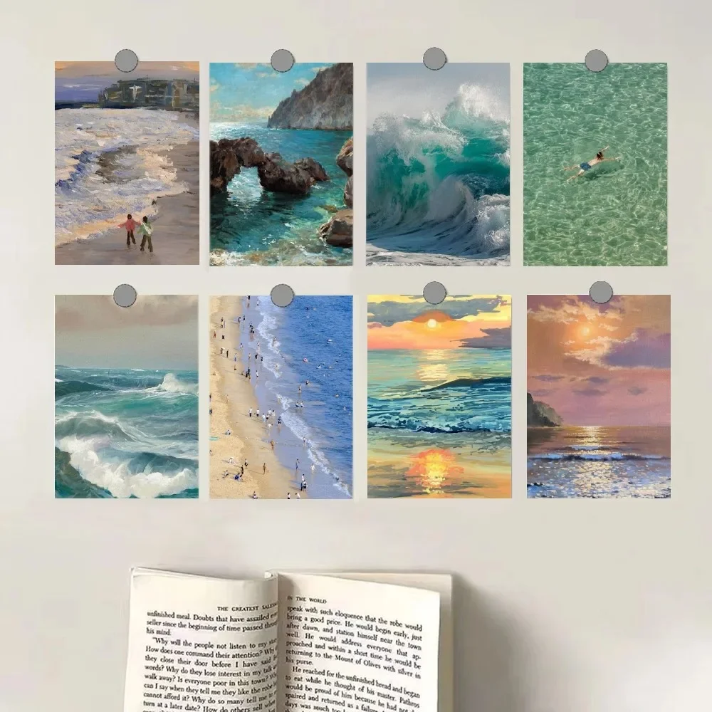 Personalized Beach Ocean Seascape Oil Painting - HD Canvas Print Wall Art Poster for Home Decor