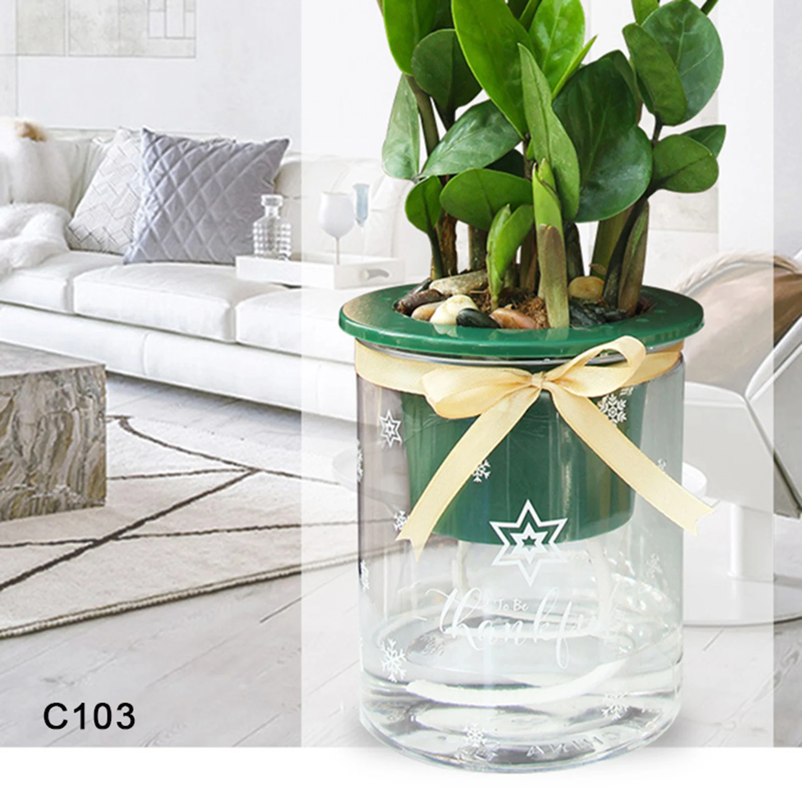 Indoor Self Watering Planter Pots Absorbent Cotton Rope Planter Indoor Plants Pots Office African Violet Pots with Rope - Image 4