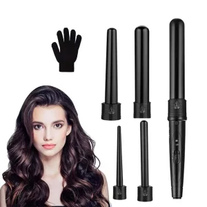 Portable 6-in-1 curling iron, multi-head tube changing perming device, multi-functional negative ion large wave curling comb