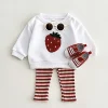 0-3Y Baby Girl Clothing Toddler Boys Sets Infant Suit Long Sleeved Pullover Shirt Cotton Newborn Baby Clothes Fruit Embroidery