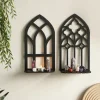 Gothic Wooden Hollow Wall Decoration Black Wall Hanging Home Decor Floating Shelves Vintage Door Frame Rustic Spooky Decorative