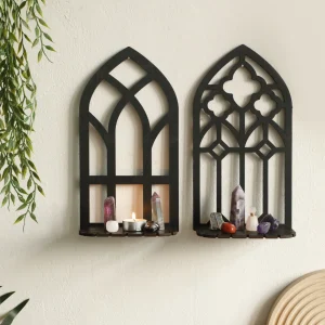 Gothic Wooden Hollow Wall Decoration Black Wall Hanging Home Decor Floating Shelves Vintage Door Frame Rustic Spooky Decorative