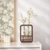 Walnut Chinese Solid Wood Hydroponic Flower Vase Elegant Glass Test Tube Vase for Home Office Decor Hydroponic for Windowsills