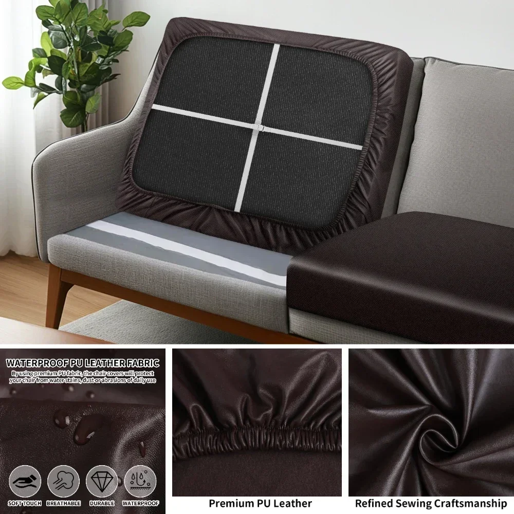 PU Leather Waterproof Sofa Seat Cushion Cover Elastic Chair Settee Seats Furniture Protector For Home Living Room Pets Kids - Image 2