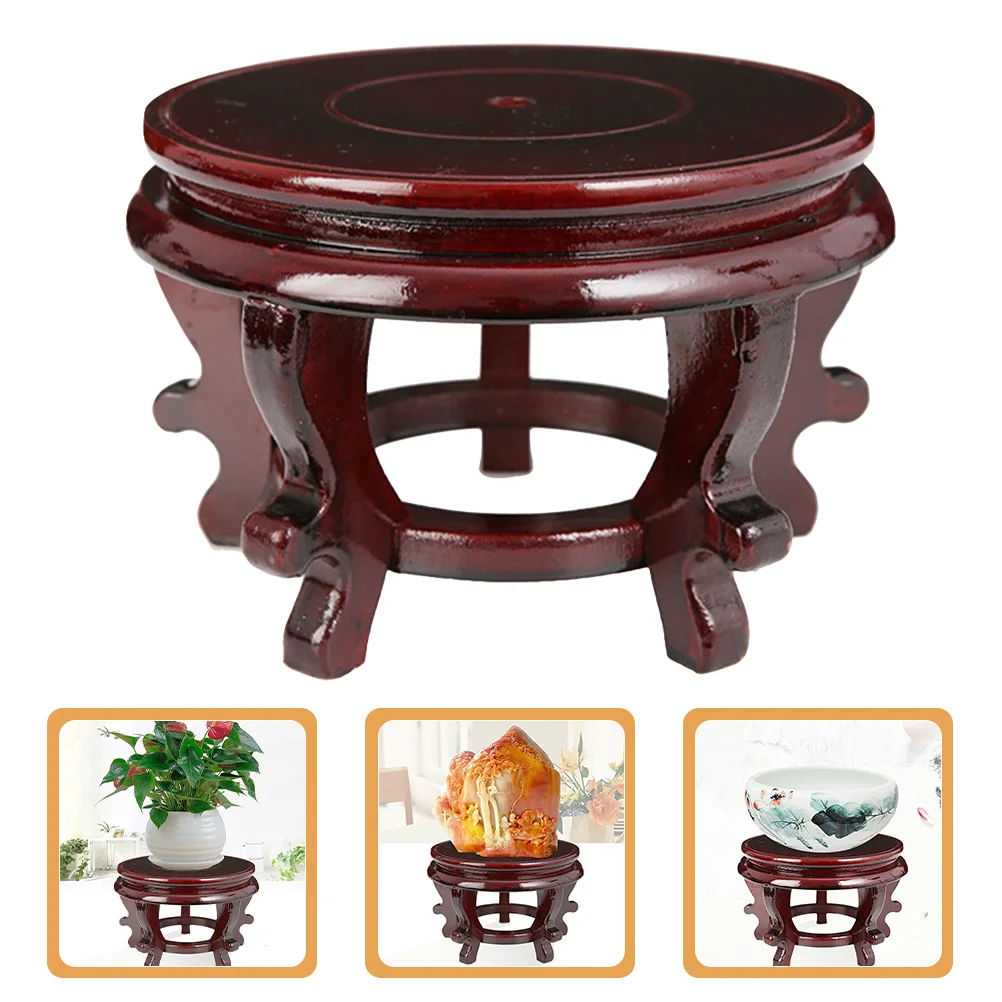 Oriental Vase Stand Vintage Planter Stand Plant Holder Stool Wooden Chinese Flowerpot Base - Image 6