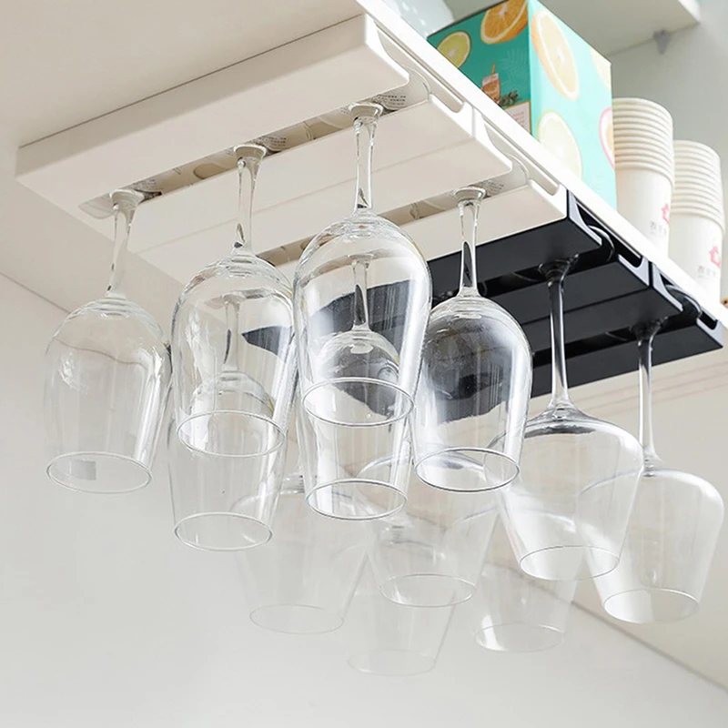 Kitchen Under Cabinet Free Punching Holder Wine Glass Rack Multi-function Classification Stemware Glass Cup Hanging Holder - Image 2