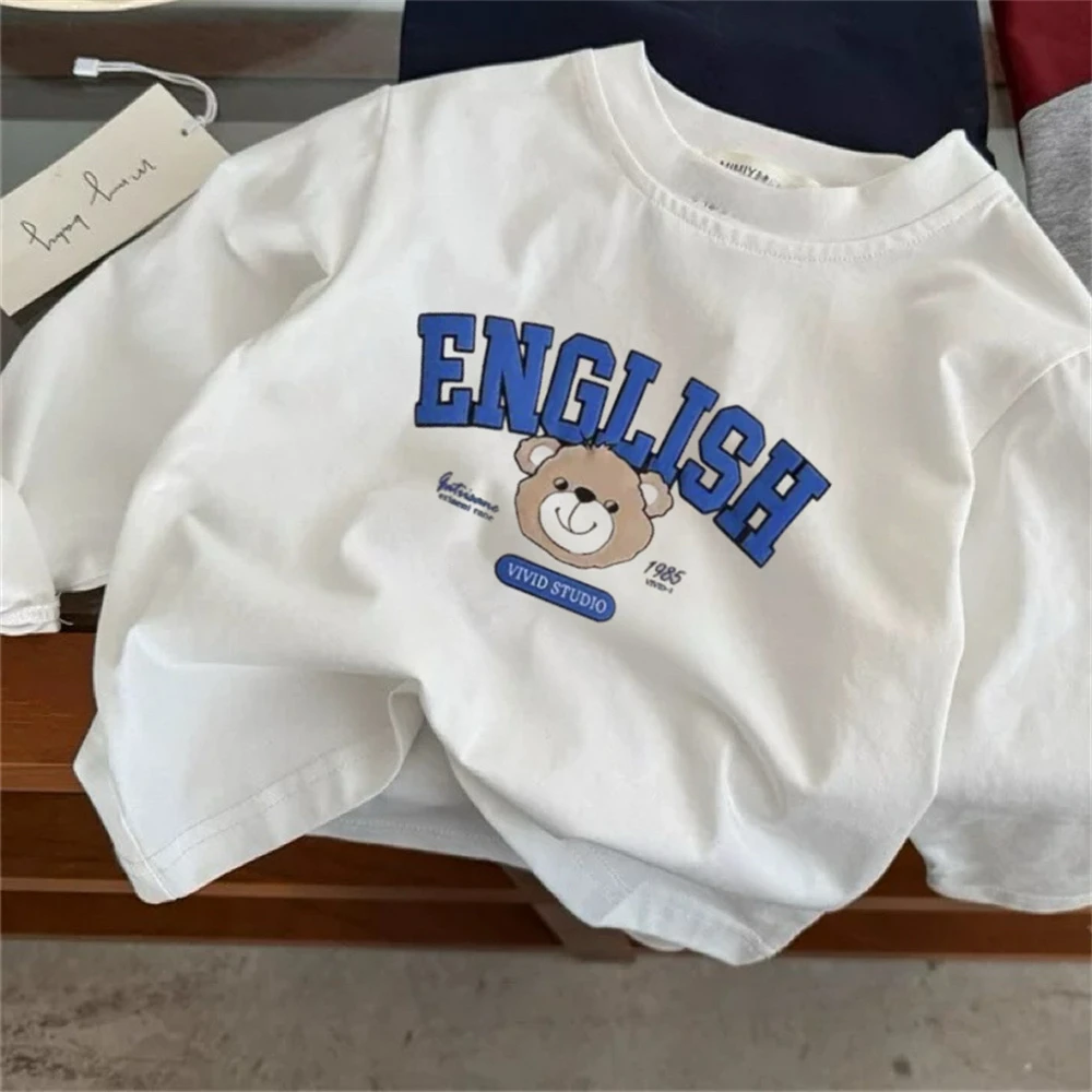Little Bear Printed T-shirts Long-sleeved Tops 0-7Years Child Lovely Fashion Crewneck Tops Baby Clothes 2026 Spring Autumn Wear - Image 4