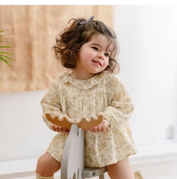 Floral Baby Girl Dresses Spring Organic Cotton Newborn Girl Romper Toddler Girl Clothes - Image 6