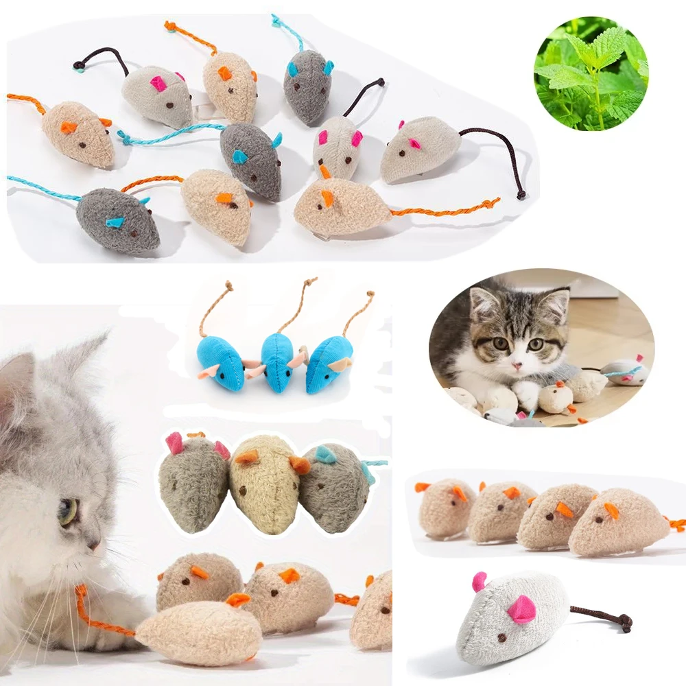 3-200 Pcs Rattle Cat Mouse Toys Also Prefilled Catnip Faux Fur Cat Toys Interactive Cat Game Catnip Toys for Cats Pet Products