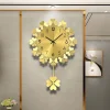 Swinging Wall Art Clock Carved And Hollowed Design Quiet Luxury Home Kitchen Office Decor