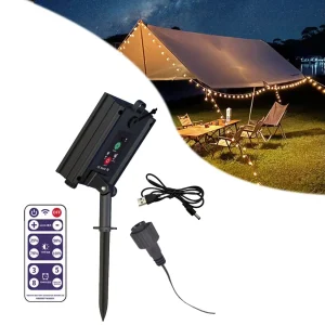 1Set Solar Panel Controller with Remote for Christmas Garden LED String Copper Light for Outdoor Garden Decoration