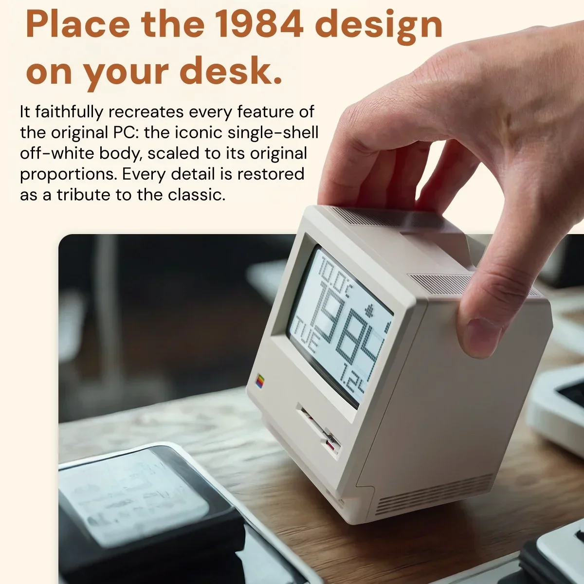 Retro Maclock Alarm Clock Creativity A Classic Student Desktop Ornament with A Digital Clock Design Keyboard Accessories Gift - Image 4