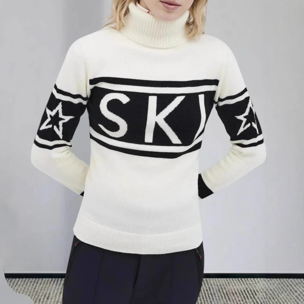 Woman Clothes Sweater American Style New Slim Fit Star Letter Print. Collar Sweater Fashionable And Elegant Style Foreign Trade - Image 5