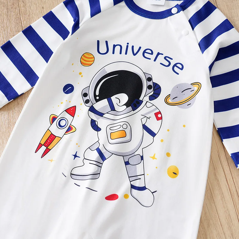 Spring and autumn cute newborn astronaut pattern jumpsuit, suitable for male babies - Image 4