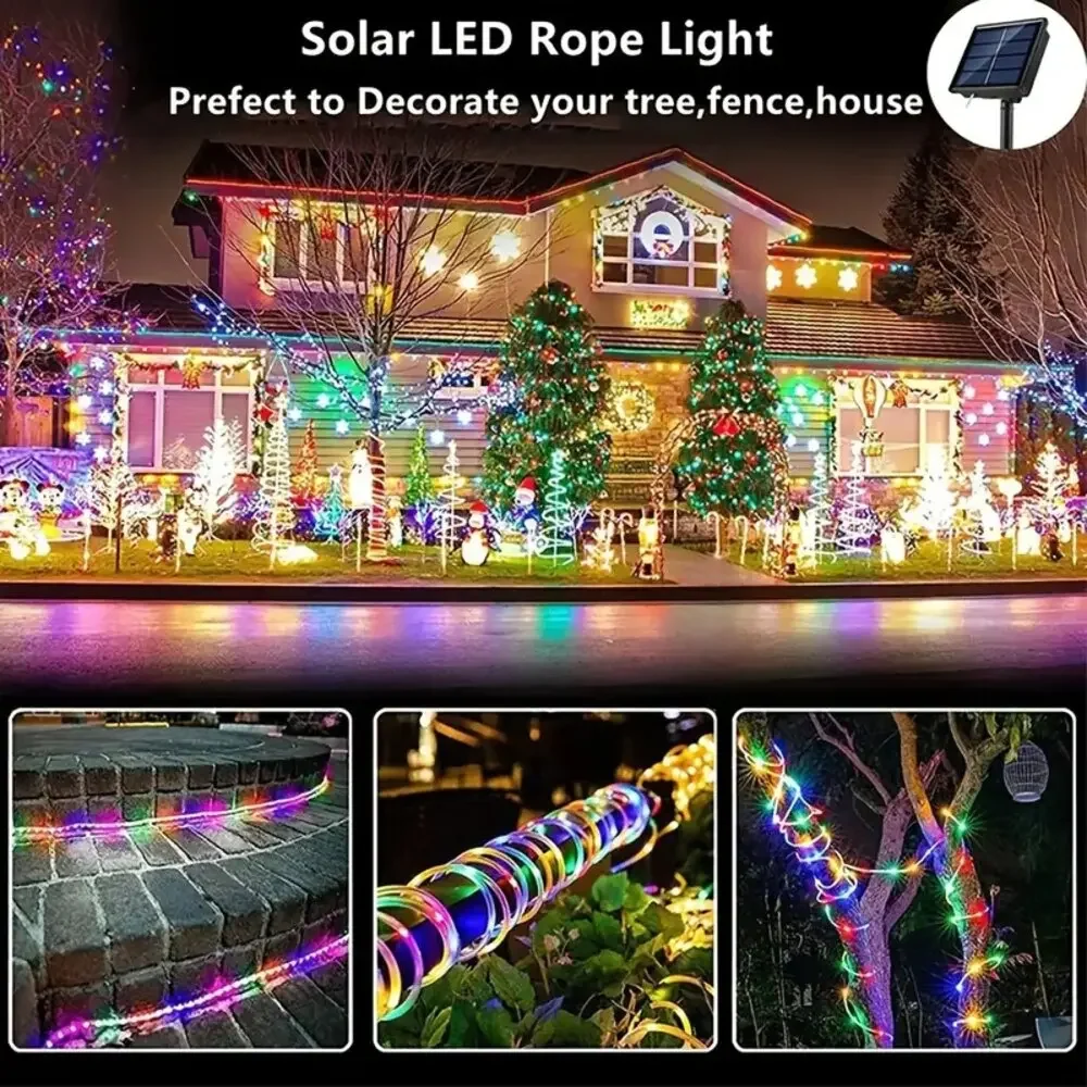Outdoor Solar Tube Rope Led Light Garden Christmas Decoration Fairy String Light 32m/22M/12M/7M Outdoor Wedding Party Led Lamp - Image 4
