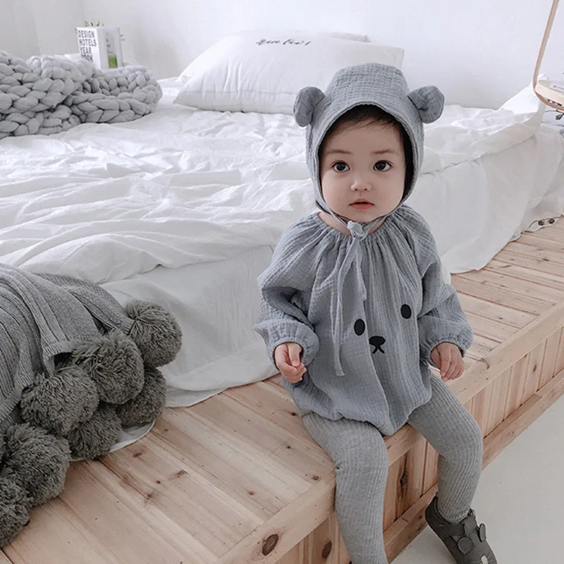 Newborn Baby Bodysuit With Hat Long Sleeve Organic Cotton Infant Girl Boy Clothing Photography Costumes Baby Girl Boy Clothes - Image 2
