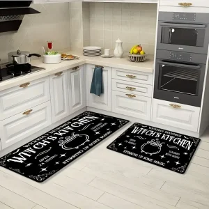 VIKAMA Halloween Evil Witch Rug, Non-Slip Ultra-Comfortable Flannel Kitchen Area Mat, Living Room Bedroom Home Decor Floor Mat