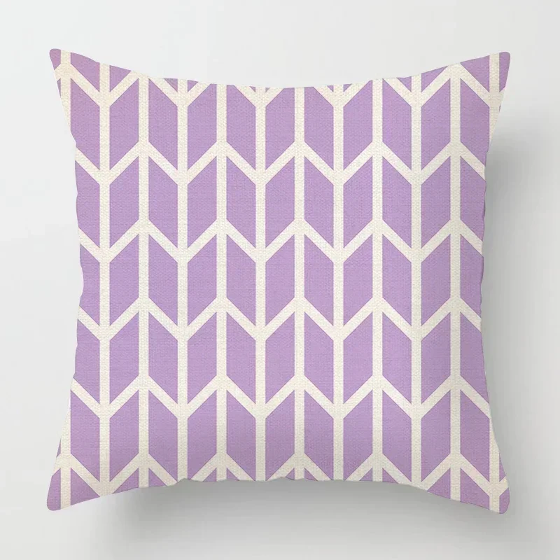 Geometric Light Purple Pillow Cover 50*50 Living Room Sofa Cushion Cover 40*40 Solid Color Decorative Cushion Cover Home Decor - Image 2