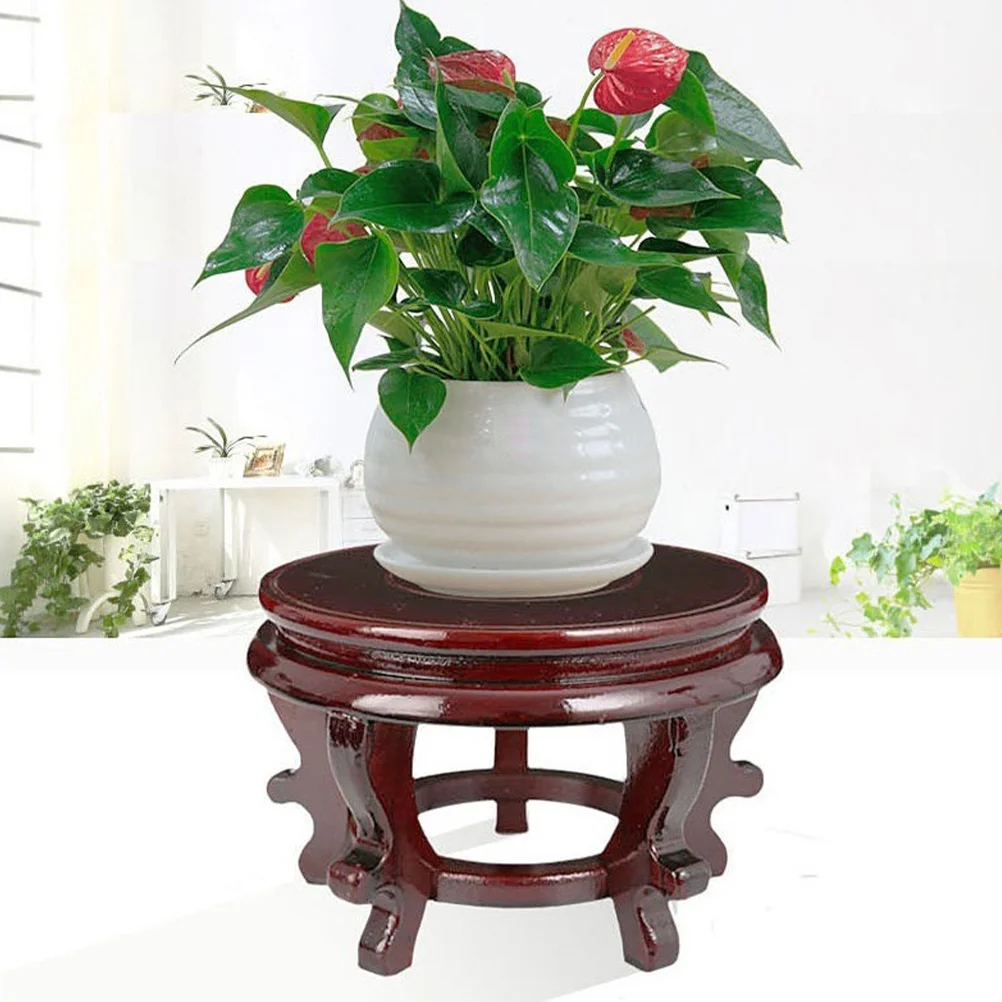 Oriental Vase Stand Vintage Planter Stand Plant Holder Stool Wooden Chinese Flowerpot Base - Image 2