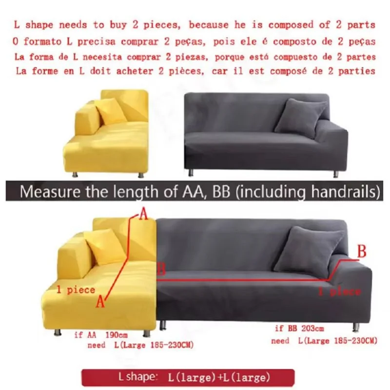 Solid Color 1/2/3/4 Seat Sofa Cover Stretch Milk Silk Fabric Couch Covers for Living Room Sectional Corner Settee Slipcovers 1PC - Image 3