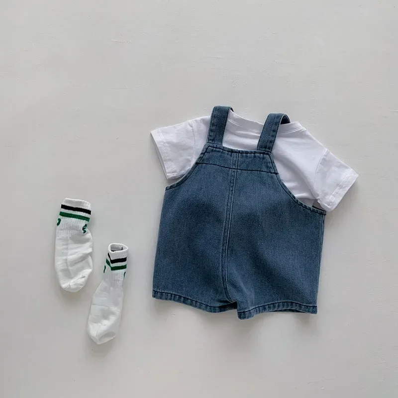 2024 Summer Baby Clothing Set Toddler Girls Clothes Suit Infant Tee and Denim Overall Boys Outfit - Image 2