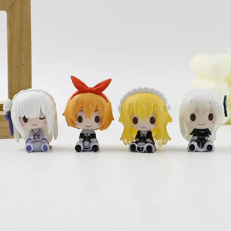 Cute Re Zero Rem Figure Mini Emilia Ram Statue Anime Re:Zero Rem Action Figurine PVC Sculpture Desk Decoration House Accessories - Image 5
