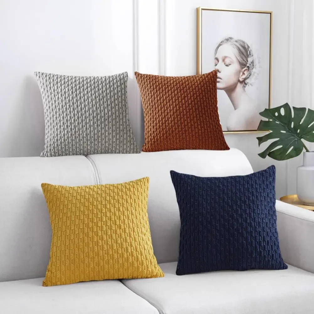 Sofa Throw Pillow Cover Invisible Zipper Soft Decorative Solid Color Couch Bed Sofa Corduroy Cushion Cover Home Decor 45x45CM - Image 3