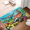 Ocean Door Mat Sea Turtles Tropical Fish Non-slip Entrance Rug for Home Decor Living Room Bedroom Marine Life Decoration