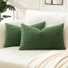 Rectangle Pillowcases 30x50CM Solid Color Decorative Throw Pillow Cover Corduroy Pillowcase for Couch Living Room Dark Green