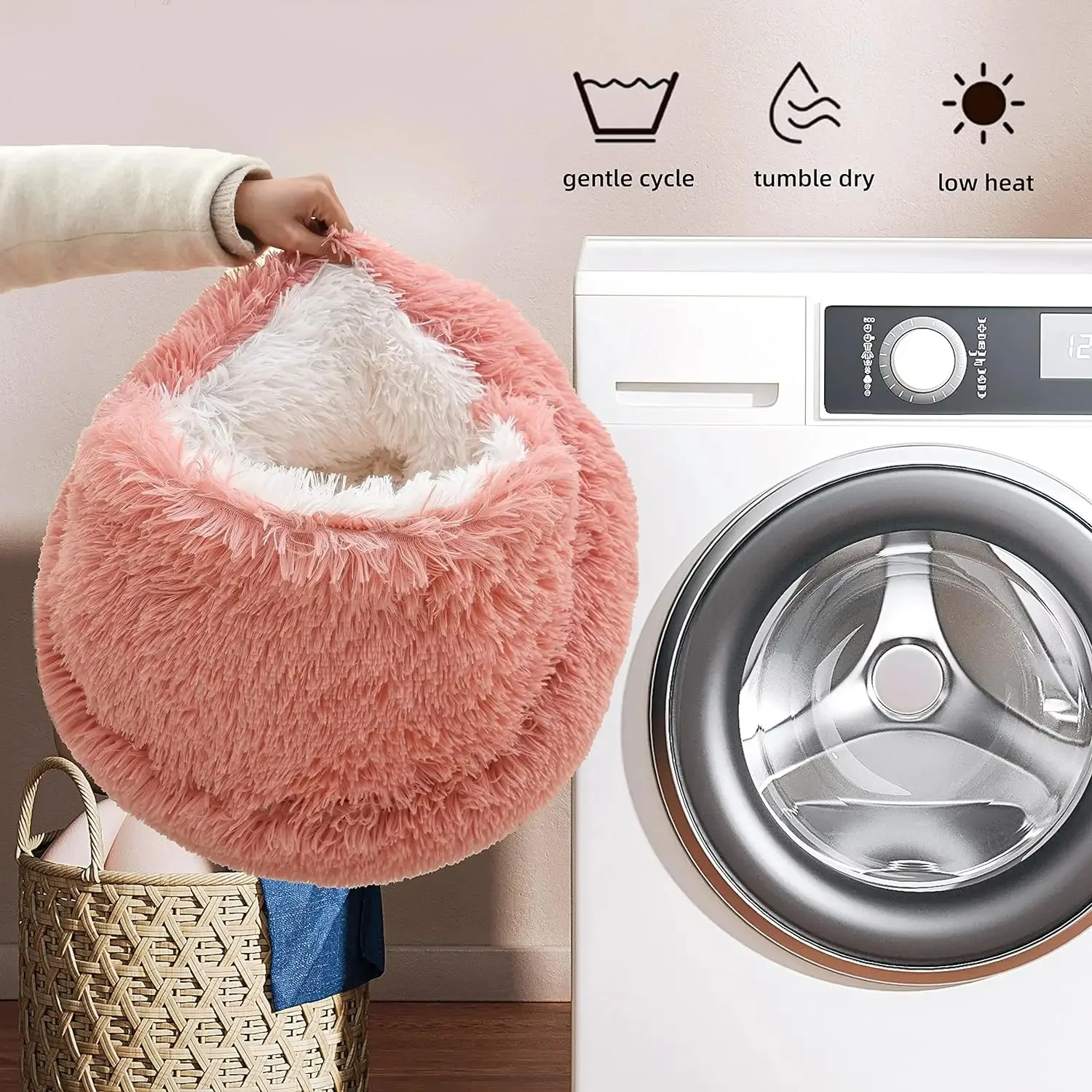 2 in 1 Soft Plush Pet Bed 50CM with Cover Round Cat Bed Pet Puppy Mattress Warm Cat Dog Sleeping Nest Cave for Small Dogs Mats - Image 4