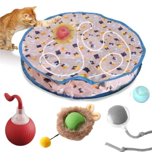 Interactive Cat Toys Ball Fast Rolling in Pouch Hide and Seek Kitten Toy Motion Activated Interactive Cat Toy for Indoor