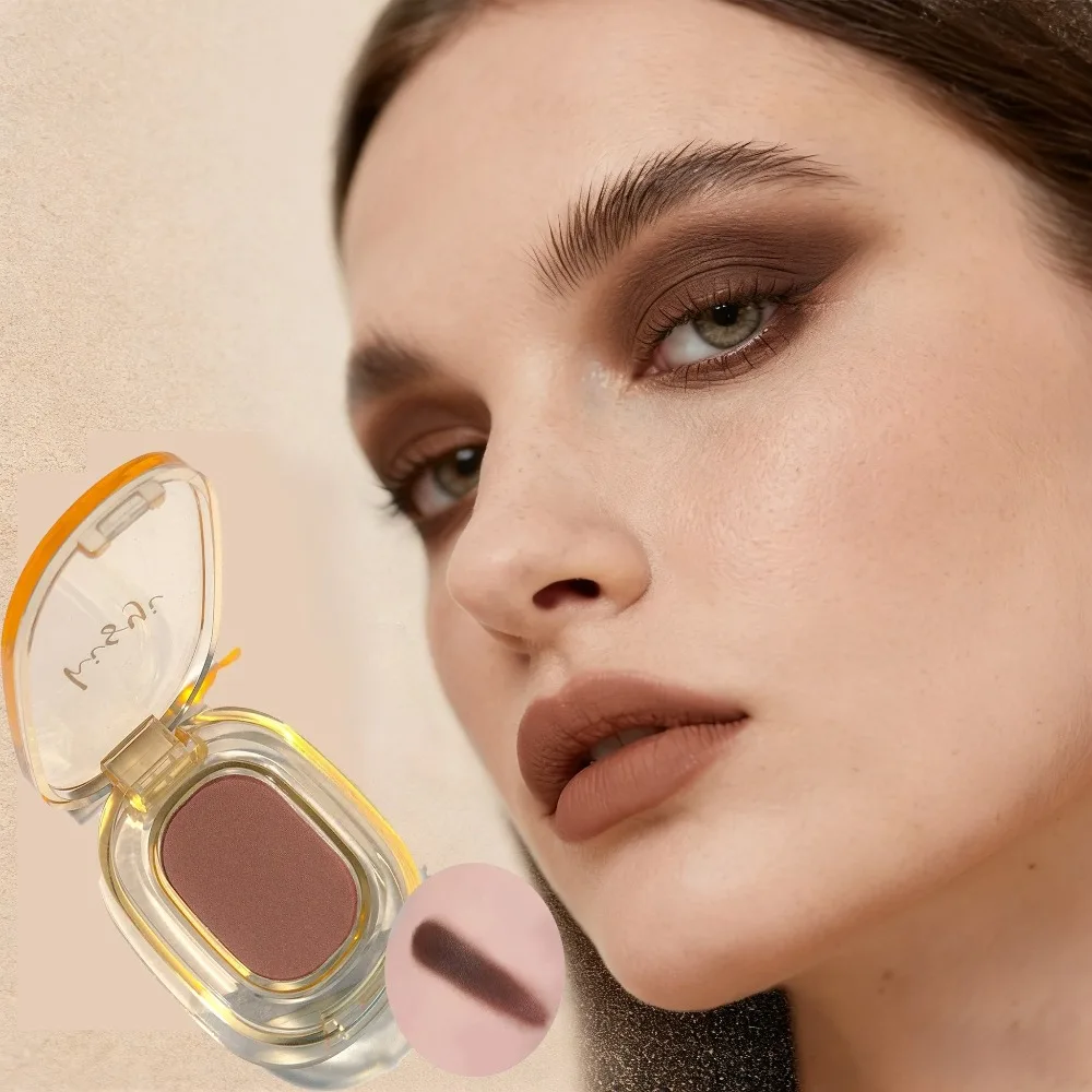 Long-lasting single brown smoky matte eyeshadow palette with shiny bright silk finish portable and easy to apply