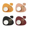 Irregular Leather Placemat and Coaster Set, Oil-proof Table Pads, Home Decoration, Coffee Bowl Plate, Household Decoration