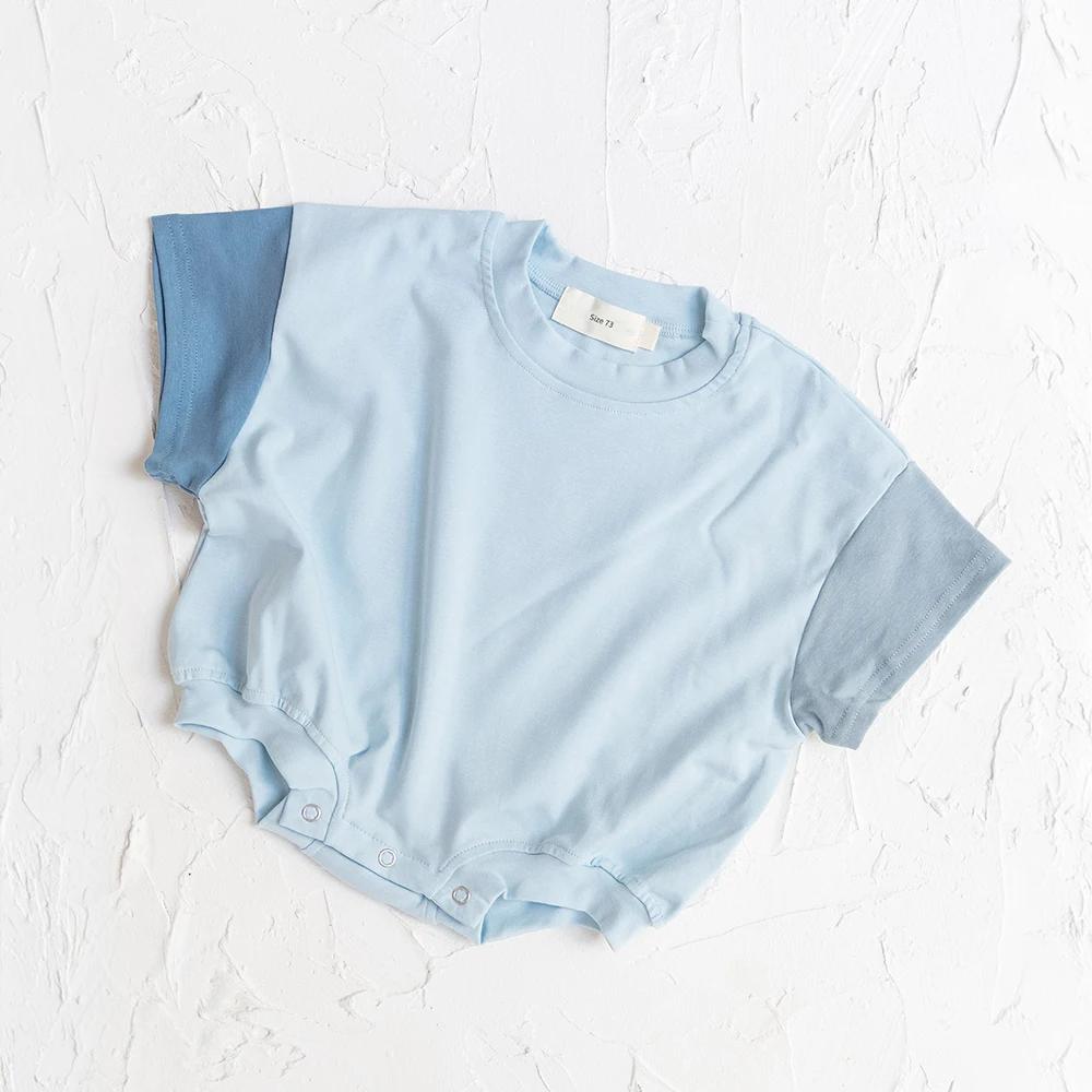 2024 Summer Newborn Baby Boys Girls Oversized Rompers Clothes 0-24M Patchwork Color Cotton Short Sleeve Bodysuit Basic Jumpsuits - Image 2