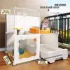 Cat Cage with Large Free Space for Home Use, Indoor, One Bedroom, One Living Room, One Bathroom with Toilet, Drawer-Type Integrated Cat Villa