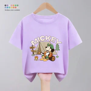Mickey Mouse T-shirt For Kids Summer Clothing Printed Cartoon Cotton Short Sleeve Tops Tees Baby Girl And Boy Leisure T Shirts