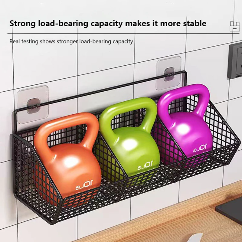 Kitchen Wall Mounted Storage Rack Onion Ginger Garlic Condiments Spice Shelf Wall Punch-Free Vegetable Fruit Drain Basket - Image 5