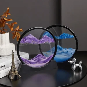3D Moving Sand Art Picture Round Glass Deep Sea Sandscape Hourglass Quicksand Craft Flowing Painting Office Home Decor Gift