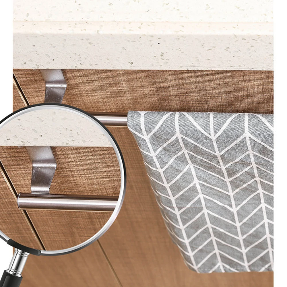 1 Towel Hanging Rod For Home Door, Non-Punching Stainless Steel Towel Rack, Bathroom, Kitchen Single Bar Towel Rod, Silver - Image 4