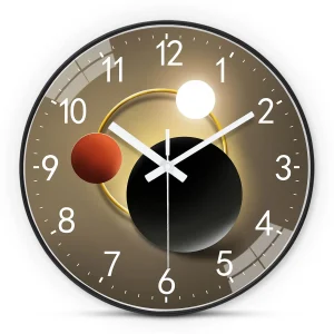 1 Planet Orbit Wall Clock, 8-12inch Round Silent Non-Ticking Timekeeping Wall Clocks, Aa Battery-Powered Clock, Suitable for Living Room, Study, Office, Bedroom, Ideal Gift for Mother, Gift for Friends, Valentine's Day, Mother's Day Gift (No Batteries)