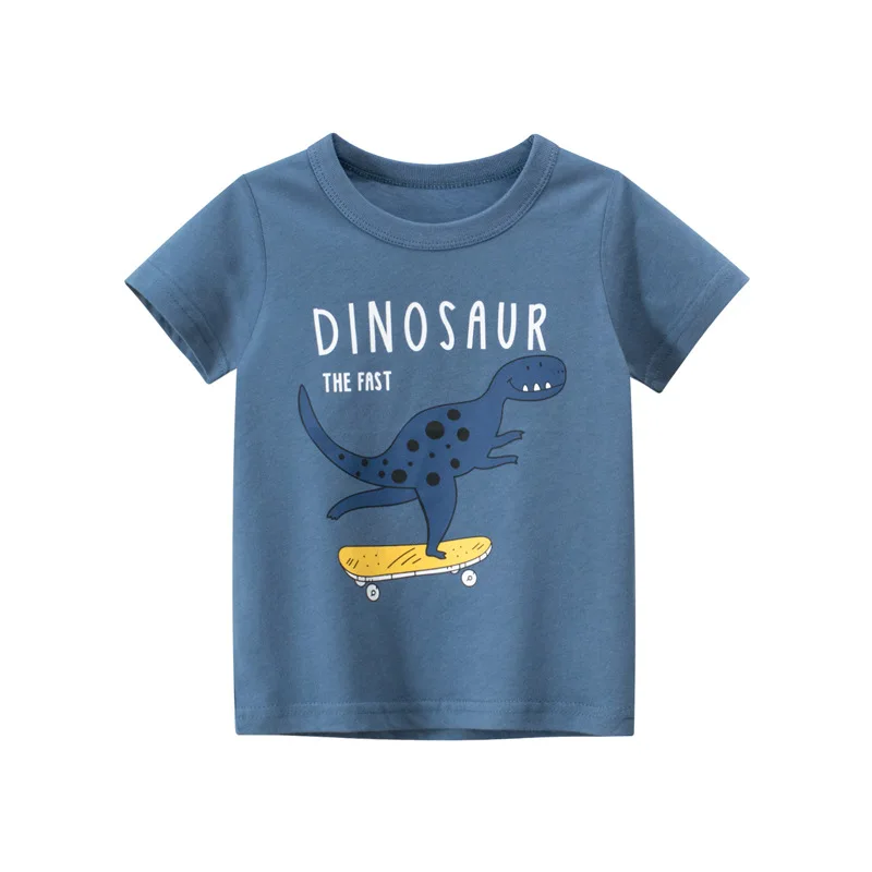 2 3 4 5 7 9 Years Summer Baby Boys Short Sleeve T-shirt Children Kids Cotton Cartoon Dinosaur Tops For Little Boys 9972 - Image 3
