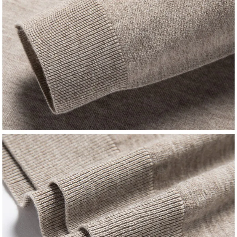 Men's 100% Mink Cashmere Large Size Sweaters Autumn Winter Solid POLO-neck Casual Knit Pullovers Long Sleeve Warm Jumper to - Image 2