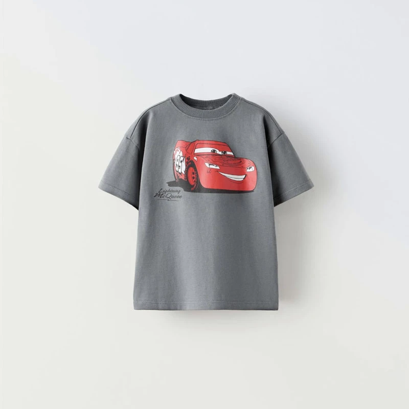 Cartoon Little Car TShirt For 1-7Age Boys Printing Round Neck Pullovers All-match Base Shirt Summer Child Short-sleeved Tops - Image 2