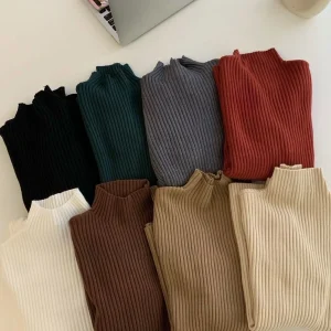 2026 Knit Jumpers Top Chic Autumn Winter Sweater Pullovers Women Long Sleeve Casual Turtleneck Warm Basic Sweater