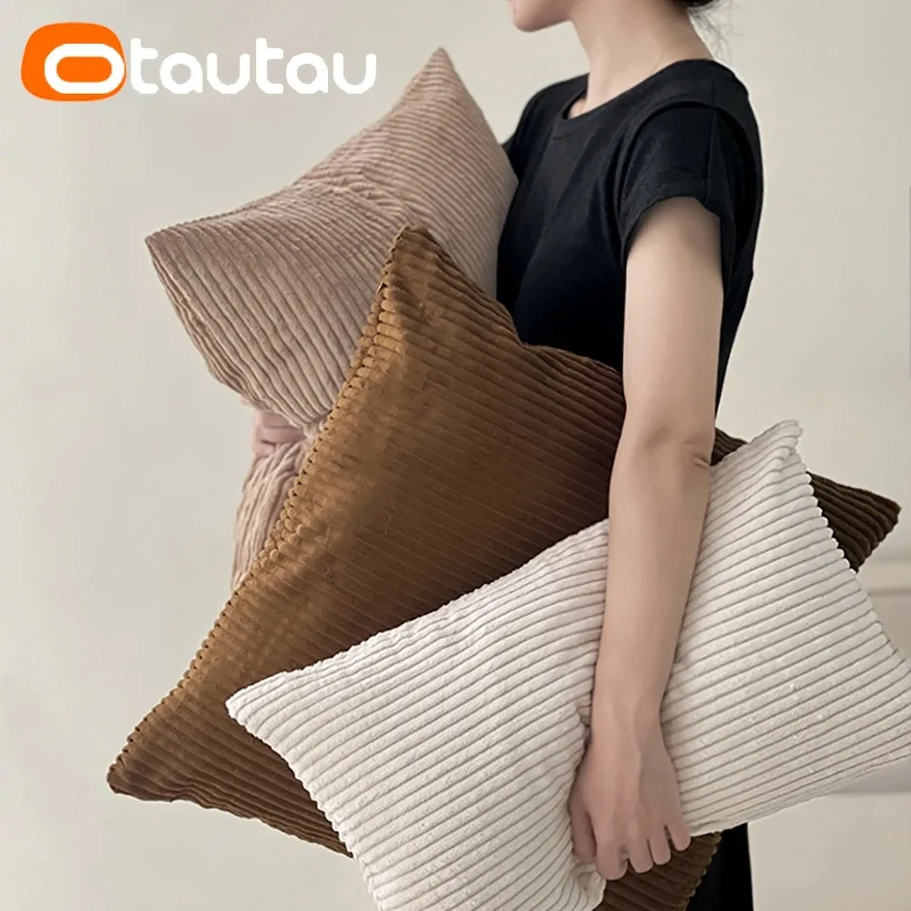 OTAUTAU Cotton Corduroy Cushion Cover Without Insert Throw Pillowcase 30x50/40x40/45x45/50x50/55x50/60x60cm KD024 - Image 6