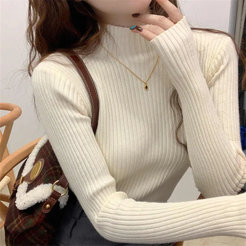 Autumn Winter Thick Solid Basic Knitting Sweater Turtleneck Pullover Women Long Sleeve Casual Slim Korean Fashion Simple Top - Image 2