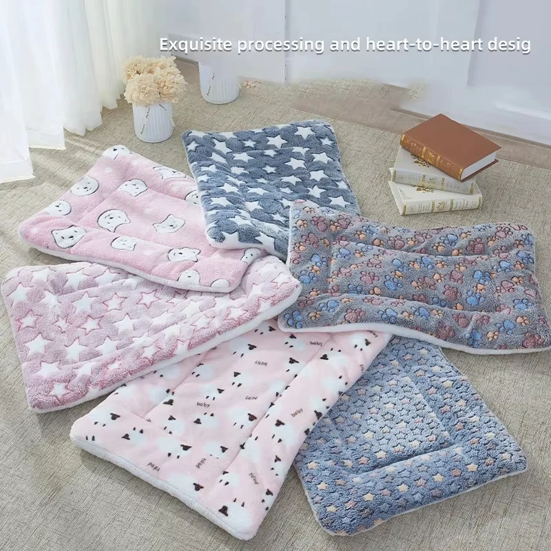 Flannel Pet Sleeping Mat Dog Bed Cat Litter Puppy Bed Dog Sofa Lovely Mattress Cushion for Small Large Dog Blanket Pet Supplies - Image 2