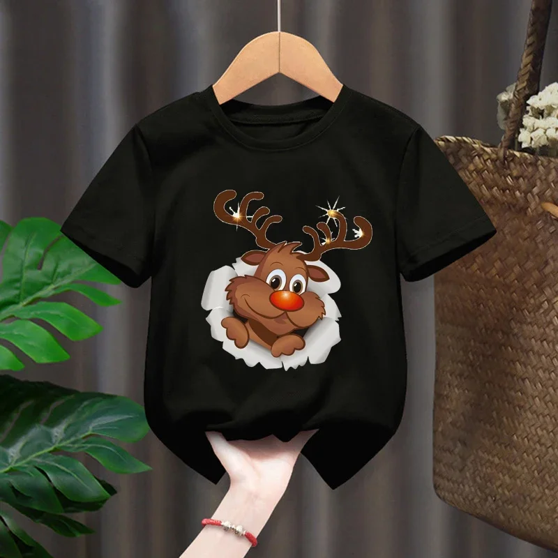 Christmas New Boys and Girls Baby Cartoon Cute Santa Claus Elk Print Short Sleeve T-shirt Huggy Wuggy Pride Tshirt Tops Tee - Image 6